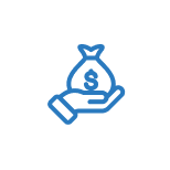 Hand holding money bag icon