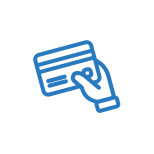 Hand holding debit card icon