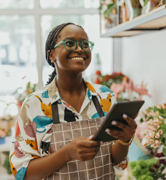 Smiling small business owner