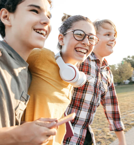 Young teens smiling