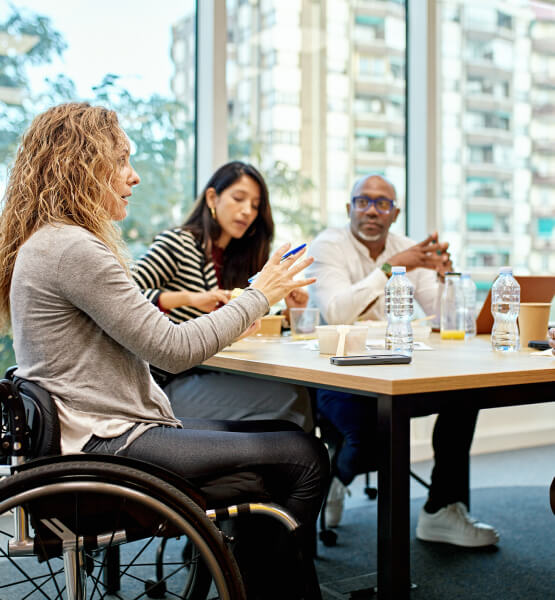 Team working together at a conference table