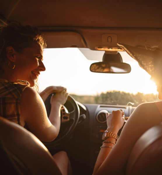 Two women in a car